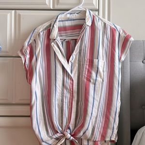 Old Navy, Size small button down blouse, pastel rainbow stripes